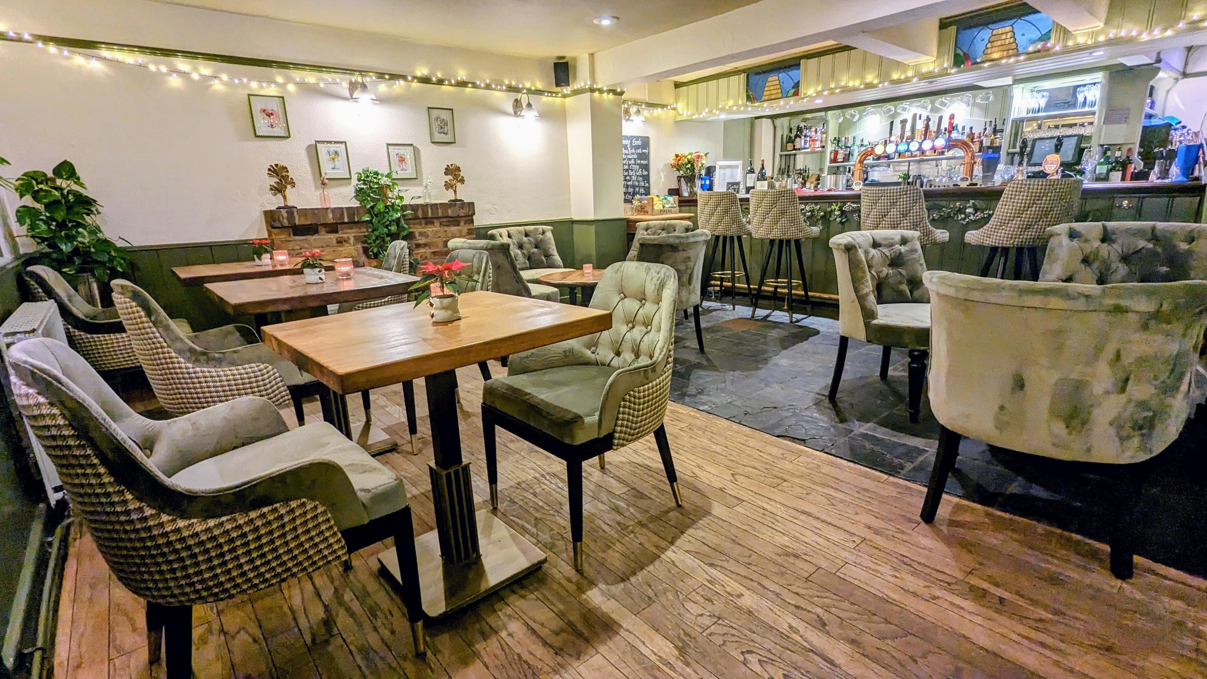 Restaurant Dining And Bar Area, Front Garden And Back Garden Area