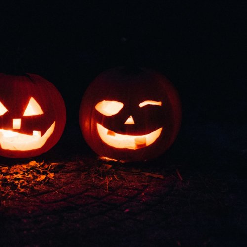 two halloween pumpkins